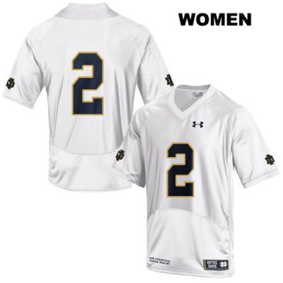 Notre Dame Fighting Irish Women's Jordan Genmark Heath #2 White Under Armour No Name Authentic Stitched College NCAA Football Jersey YDO5099GG